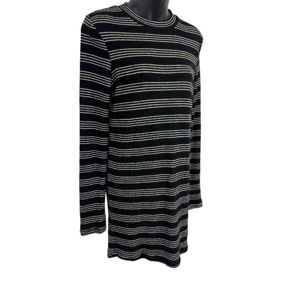 Volcom Stripe Dress Size Small S Long Sleeve Crew Neck Black White Stripe New - Picture 3 of 10